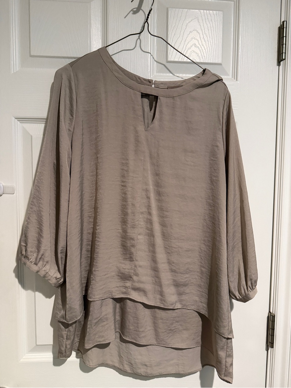 Chico's Taupe Layered Keyhole Blouse